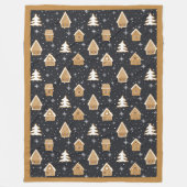 Niedlich Gingerbread Village Fir Trees Blauer Weih Fleecedecke (Vorderseite)