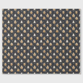 Niedlich Gingerbread Village Fir Trees Blauer Weih Geschenkpapier (Flach)