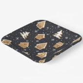 Niedlich Gingerbread Village Fir Trees Blauer Weih Pappteller (Gewinkelt)