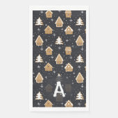 Niedlich Gingerbread Village Fir Trees Blauer Weih Serviette (Vorderseite)