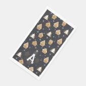 Niedlich Gingerbread Village Fir Trees Blauer Weih Serviette (Ecke)