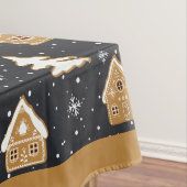 Niedlich Gingerbread Village Fir Trees Blauer Weih Tischdecke (Beispiel)