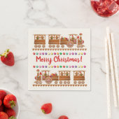 Niedlich Gingerbread Weihnachtszüge Serviette (Beispiel)