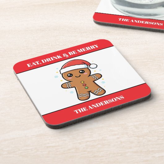 Niedlich Gingerbrei Man Custom Christmas Getränkeuntersetzer (Linke Seite)