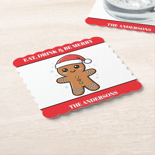 Niedlich Gingerbrei Man Custom Christmas Untersetzer (angewinkelt)