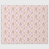 Niedlich Gingerbrei Man Girl Pink Name Weihnachten Geschenkpapier (Flach)