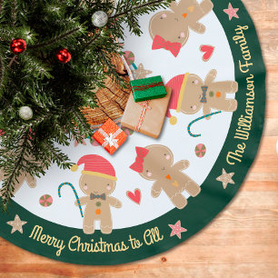 Niedlich Gingerbrei Man Holiday Rustic Custom Gree Polyester Weihnachtsbaumdecke