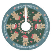 Niedlich Gingerbrei Man Holiday Rustic Green Custo Polyester Weihnachtsbaumdecke (Vorderseite)