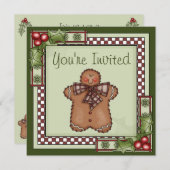 Niedlich Gingerbrei Man Weihnachtsfeier Einladung (Vorne/Hinten)