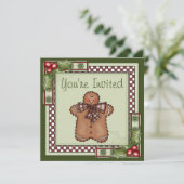 Niedlich Gingerbrei Man Weihnachtsfeier Einladung (Stehend Vorderseite)