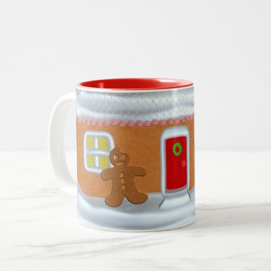 Niedlich Gingerbrei Mann Mit Monogramm Weihnachten Zweifarbige Tasse (Vorderseite Links)