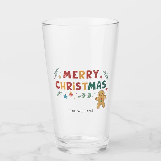 Niedlich Gingerbrei Mann Personalisiert Weihnachte Glas (Vorderseite)