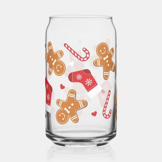 Niedlich Gingerbrett Candy Cane Strumpf Weihnachte Dosenglas (Vorderseite)