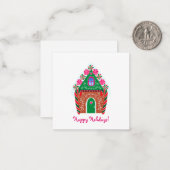 Niedlich Gingerbrett House Mini Weihnachten Mitteilungskarte (Vorderseite/Rückseite Beispiel)