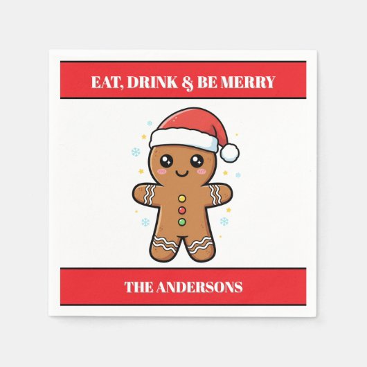 Niedlich Gingerbrett Man Custom Christmas Paper Serviette (Vorderseite)