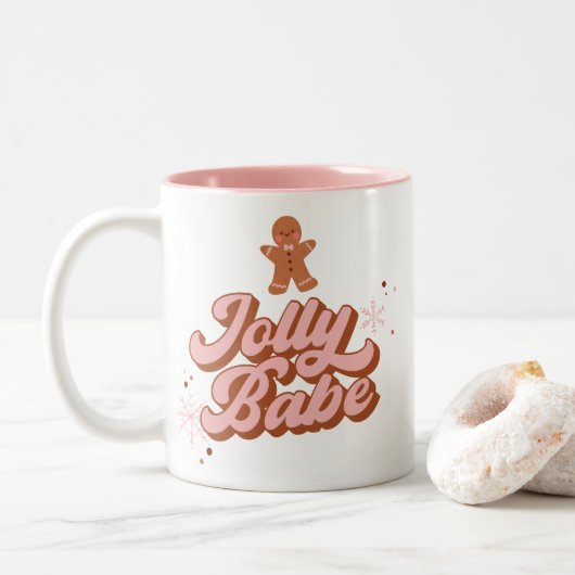 Niedlich Gingerbrot Cookie Jolly Babe Zweifarbige Tasse (Mit Donut)