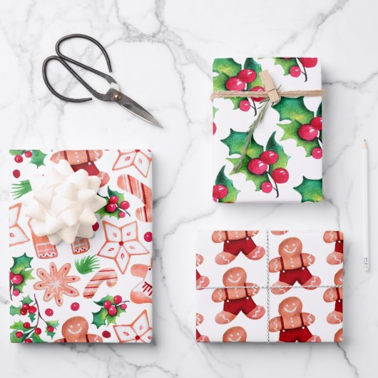 Niedlich Gingerbrot Cookie Weihnachtsdusche Geschenkpapier Set (Vorderseite)