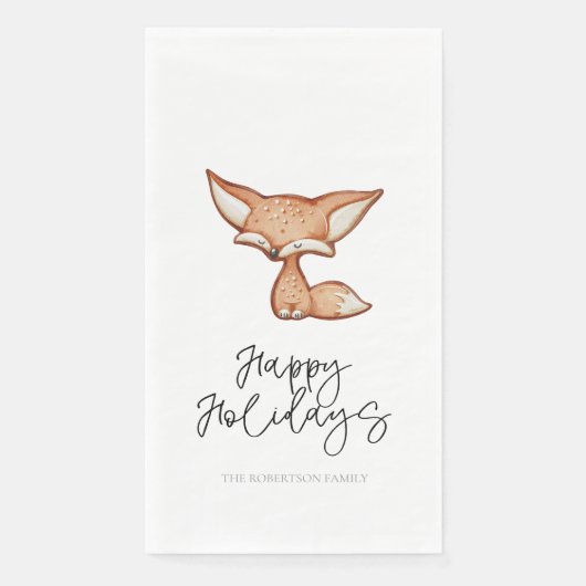 Niedlich Gingerbrot Fox Holiday Napkin Serviette (Vorderseite)