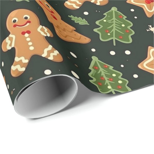 Niedlich Gingerbrot Geschenkpapier (Rolleneckpunkt)