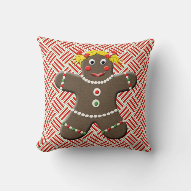 Niedlich Gingerbrot Girl & Boy Christmas Throw Kis Kissen (Vorderseite)