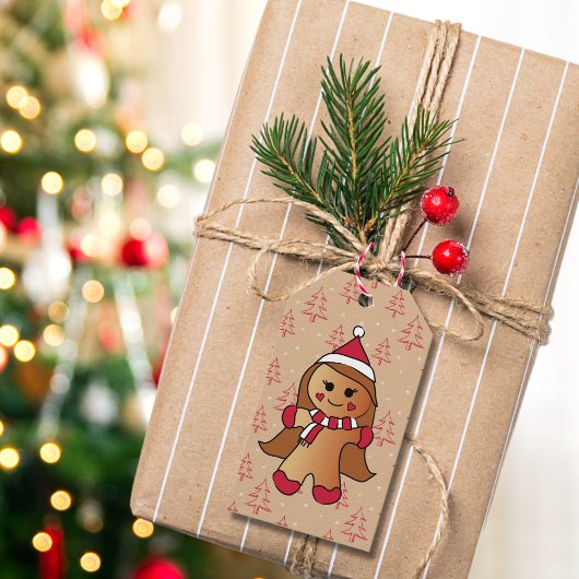 Niedlich Gingerbrot Girl Holiday Cookie Kraft Geschenkanhänger