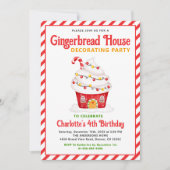 Niedlich Gingerbrot House Candy Cane Birthday Part Einladung (Vorderseite)