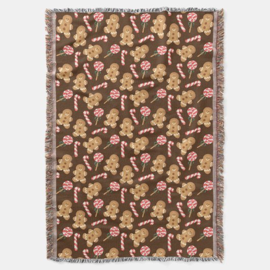 Niedlich Gingerbrot Man Candy Canes Holiday Patter Decke (Vorderseite Vertikal)