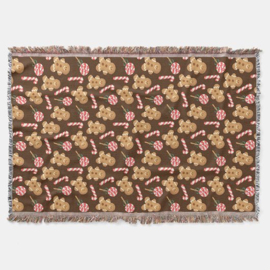 Niedlich Gingerbrot Man Candy Canes Holiday Patter Decke (Vorderseite)