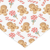 Niedlich Gingerbrot Man Candy Canes Holiday Patter Kurzer Tischläufer (Ecke)