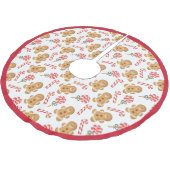 Niedlich Gingerbrot Man Candy Canes Holiday Patter Polyester Weihnachtsbaumdecke (Schrägansicht)
