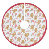 Niedlich Gingerbrot Man Candy Canes Holiday Patter Polyester Weihnachtsbaumdecke (Vorderseite)