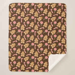 Niedlich Gingerbrot Man Candy Canes Holiday Patter Sherpadecke