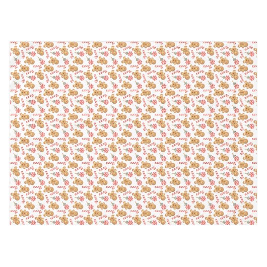 Niedlich Gingerbrot Man Candy Canes Holiday Patter Tischdecke (Vorderseite (Horizontal))