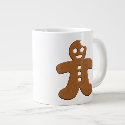 Niedlich Gingerbrot Man Cookie Monogram Weihnachte Jumbo-Tasse (Vorderseite Rechts)