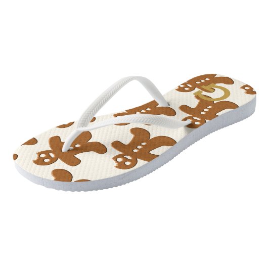 Niedlich Gingerbrot Man Cookie Pattern Festlich Badesandalen (Schrägansicht)