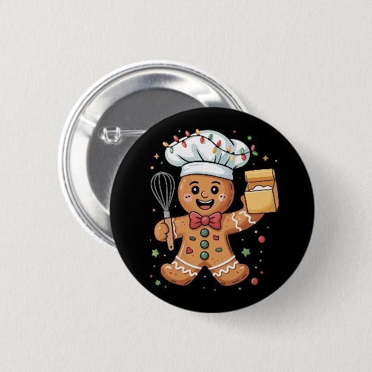Niedlich Gingerbrot Mann Baker Weihnachtsgebäck Ko Button (Vorne & Hinten)