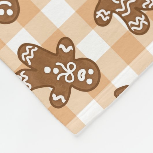 Niedlich Gingerbrot Mann Karierter Musterurlaub Fleecedecke (Ecke)