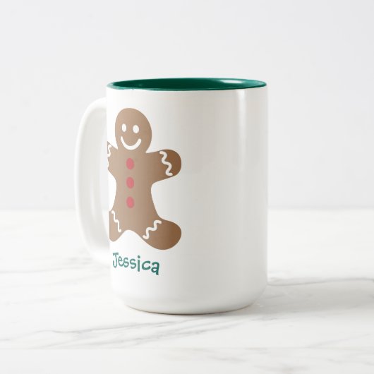Niedlich Gingerbrot Mann Personalisiert Zweifarbige Tasse (Vorderseite Links)