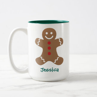 Niedlich Gingerbrot Mann Personalisiert Zweifarbige Tasse