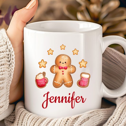 Niedlich Gingerbrot Mann Weihnachten Kaffeetasse