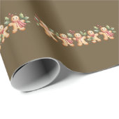 Niedlich Gingerbrot Mann Weihnachten Weihnachtsfes Geschenkpapier (Rolleneckpunkt)