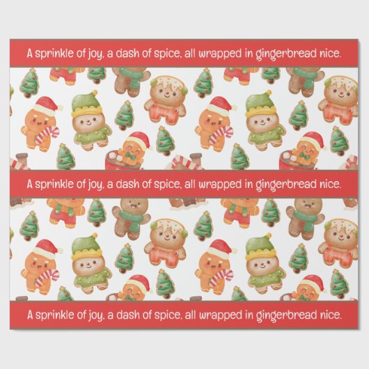 Niedlich Gingerbrot Mann Weihnachtsfeiertag Geschenkpapier (Flach)