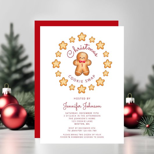 Niedlich Gingerbrot Mann Weihnachtskochtausch Einladung