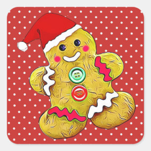 Niedlich Gingerbrot Weihnachten Quadratischer Aufkleber