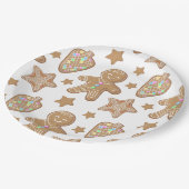 Niedlich Gingerbrot Weihnachtskeksmuster Pappteller (Schrägansicht)