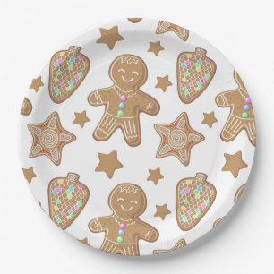 Niedlich Gingerbrot Weihnachtskeksmuster Pappteller