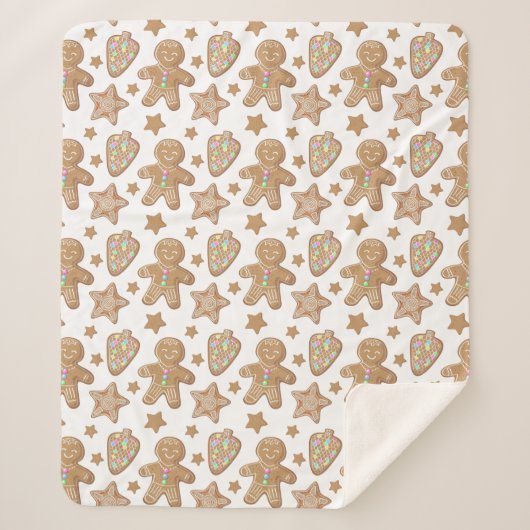 Niedlich Gingerbrot Weihnachtskeksmuster Sherpadecke (Vorderseite)