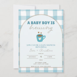 Niedlich Gingham Baby Brewing Shower Einladung