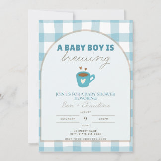 Niedlich Gingham Baby Brewing Shower Einladung
