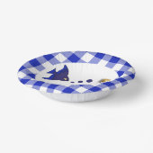 Niedlich Gingham, Blue Fish & Balloon 1. Geburtsta Pappteller (Gewinkelt)